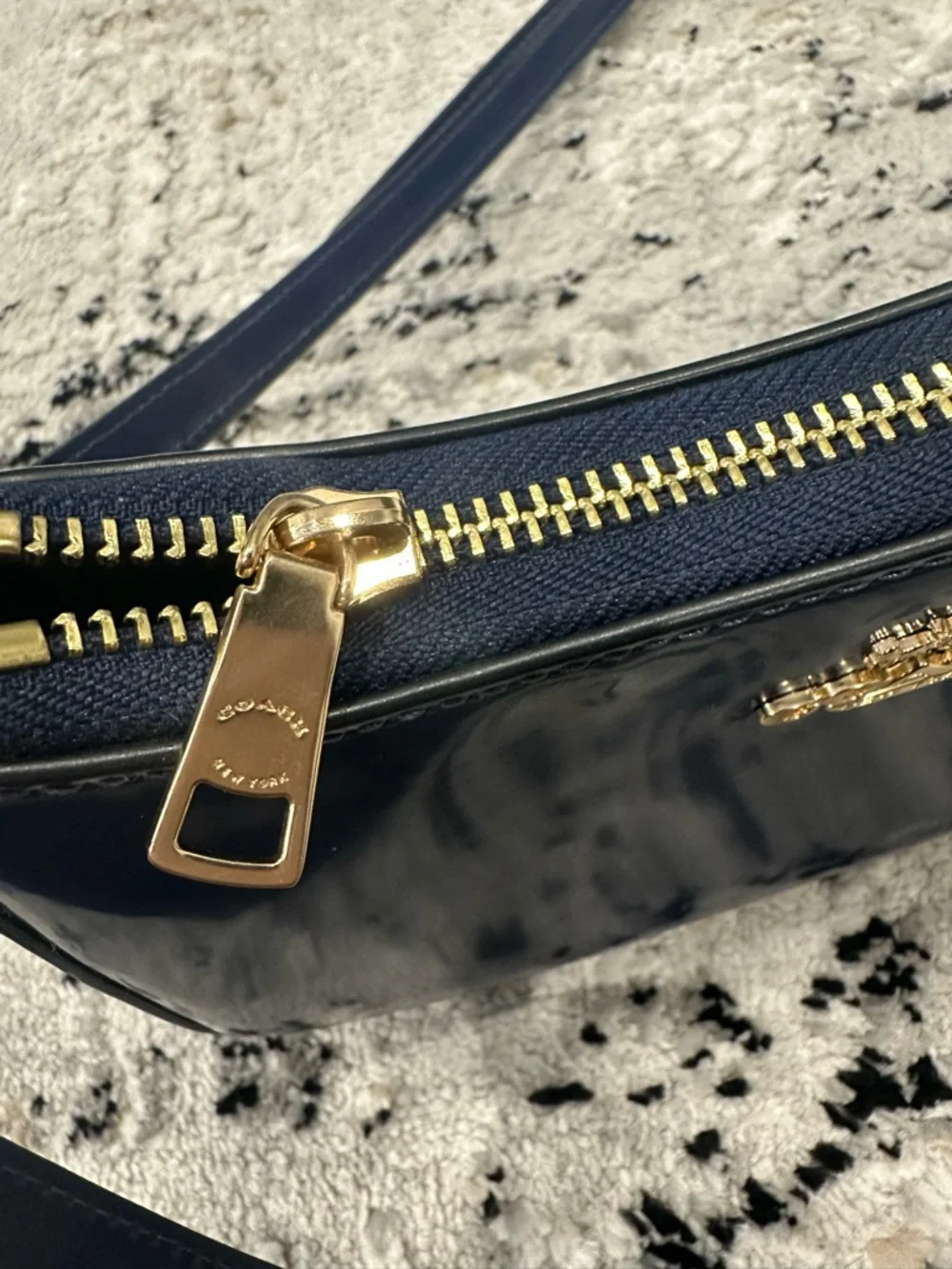 Coach Navy Patent Leather Mini Hobo Crossbody with Gold Hardware - Picture 3 of 5